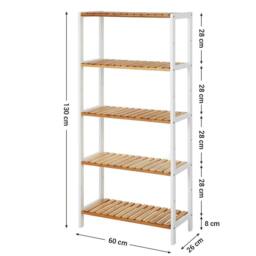 KORVIXA Bamboo Storage Shelf, 5-Tier Shelving Unit - Size: 100 cm x 100 cm - thumbnail 2