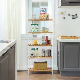 KORVIXA Bamboo Storage Shelf, 5-Tier Shelving Unit - Size: 100 cm x 100 cm - thumbnail 5