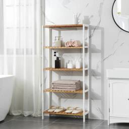 KORVIXA Bamboo Storage Shelf, 5-Tier Shelving Unit - Size: 100 cm x 100 cm - thumbnail 3