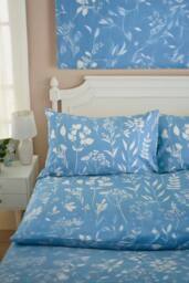 Deyongs Silhouette Floral Duvet Set Soft Cotton Blend in Blue - Size: Single - thumbnail 4