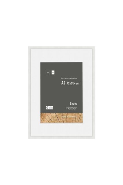 nielsen Skava A2 Wooden Picture Frame With A3 Mount & Glass Front in White - image 1