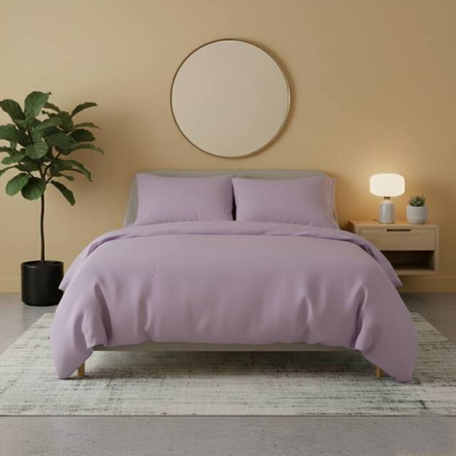 Snug City Flannelette Cotton Duvet Cover Set Soft Brushed Warm Bedding Set in Lilac - Size: King - image 1