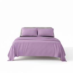 Snug City Flannelette Cotton Duvet Cover Set Soft Brushed Warm Bedding Set in Lilac - Size: King - thumbnail 2