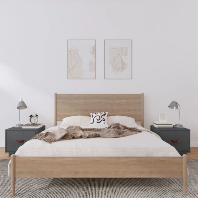 Berkfield Home Bedside Cabinets 2 pcs Grey 40x34x35 cm Solid Wood Pine - Size: 40 x 34 x 35 cm - image 1