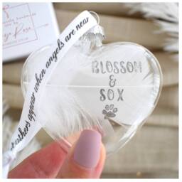 Amaya Rose Ltd In Memory Bauble. Personalised Wording Mum Cat Dog Pet Baby in Clear - thumbnail 2