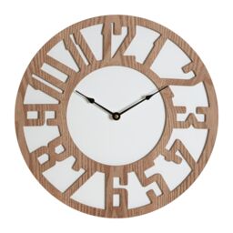 Orsina Vitus Carved Wood Wall Clock in Brown