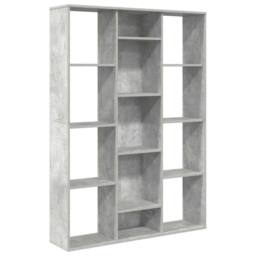 Berkfield Home Room Divider/Book Cabinet Concrete Grey 100x24x140 cm Engineered Wood - Size: 100 x 24 x 140 cm - thumbnail 3