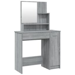 Berkfield Home Dressing Table with Mirror Grey Sonoma 86.5x35x136 cm - thumbnail 2