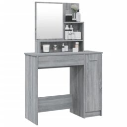 Berkfield Home Dressing Table with Mirror Grey Sonoma 86.5x35x136 cm - thumbnail 4