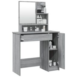 Berkfield Home Dressing Table with Mirror Grey Sonoma 86.5x35x136 cm - thumbnail 5