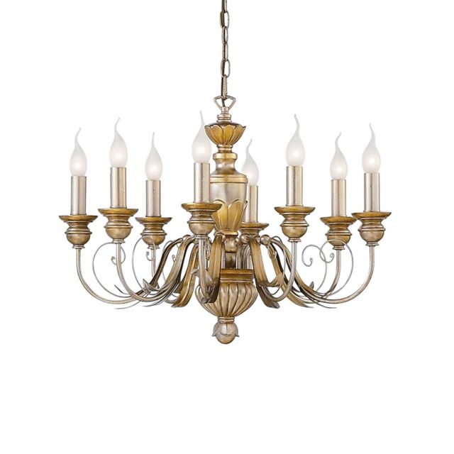 Netlighting Dora 8 Light Chandelier Antique Brass Finish E14 in Yellow