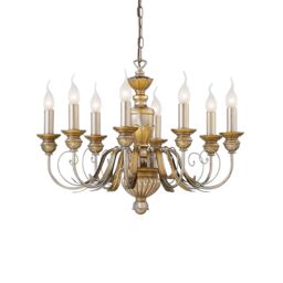 Netlighting Dora 8 Light Chandelier Antique Brass Finish E14 in Yellow