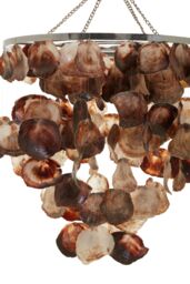 Orsina Natural Shell Pendant Shade, Circular Frame With Cascading Palu Shells, Earth-Toned Hanging Ceiling Light - thumbnail 3