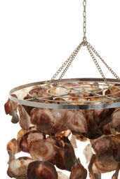 Orsina Natural Shell Pendant Shade, Circular Frame With Cascading Palu Shells, Earth-Toned Hanging Ceiling Light - thumbnail 4