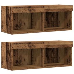 Berkfield Home Floating Shelf 2 pcs Old Wood 40x28.5x40 cm Engineered Wood in Brown - thumbnail 6