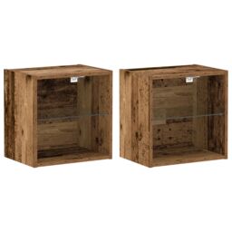 Berkfield Home Floating Shelf 2 pcs Old Wood 40x28.5x40 cm Engineered Wood in Brown - thumbnail 5