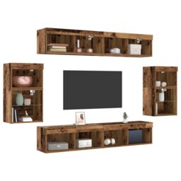 Berkfield Home Floating Shelf 2 pcs Old Wood 40x28.5x40 cm Engineered Wood in Brown - thumbnail 3