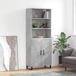 Berkfield Home Highboard Concrete Grey 69.5x34x180 cm Engineered Wood - thumbnail 2