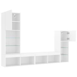 Berkfield Home 4 Piece TV Wall Units with LED White Engineered Wood - thumbnail 6