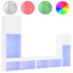 Berkfield Home 4 Piece TV Wall Units with LED White Engineered Wood - thumbnail 2
