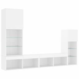 Berkfield Home 4 Piece TV Wall Units with LED White Engineered Wood - thumbnail 3