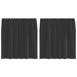 Berkfield Home Voile Curtains with Tab Top 2 pcs Black - thumbnail 1