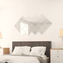 Berkfield Home 24 pcs Mirror Tiles Square Glass in Silver - thumbnail 3