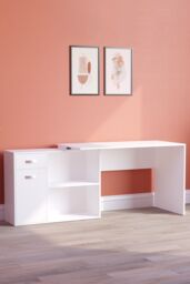 Home Discount Vida Designs Longton Adjustable Computer Desk PC Table Storage Office Study Gaming Furniture in White - thumbnail 3