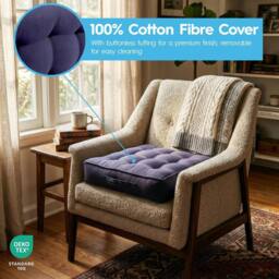 Harbour Housewares Square Armchair Booster Cushion - 50 x 50cm in Navy - Size: 50 x 50 cm - thumbnail 5
