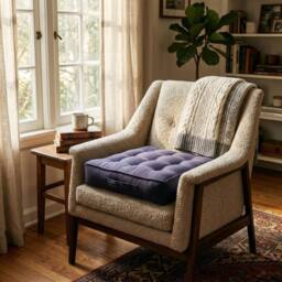 Harbour Housewares Square Armchair Booster Cushion - 50 x 50cm in Navy - Size: 50 x 50 cm - thumbnail 2