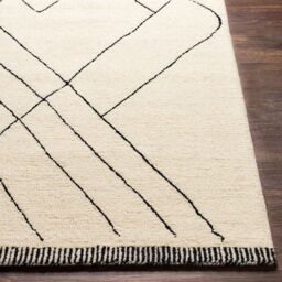 Livabliss Arsenal-Hand Tufted Cream Black Wool Global Living Dining Bedroom Rug - Size: 180 cm x 250 cm - thumbnail 5