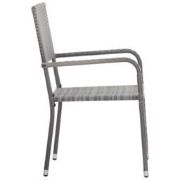 Berkfield Home 3 Piece Garden Dining Set Grey & Black Poly Rattan & Steel - thumbnail 6