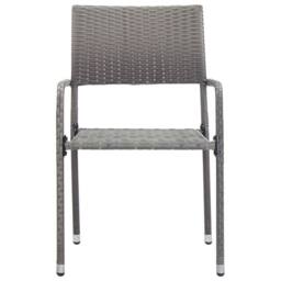 Berkfield Home 3 Piece Garden Dining Set Grey & Black Poly Rattan & Steel - thumbnail 5