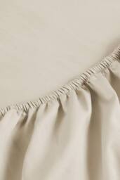 CHRISTY 400TC Luxury Cotton Sateen Plain Dye Bedding Fitted Sheets in Light Beige - Size: Double - thumbnail 3