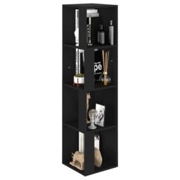 Berkfield Home Corner Cabinet Black 33x33x132 cm Engineered Wood - Size: 33 x 33 x 132 cm - thumbnail 4