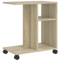 Berkfield Home Side Table with Wheels Sonoma Oak 50x30x55 cm Engineered Wood in Light Tan - Size: 50 x 30 x 55 cm - thumbnail 7