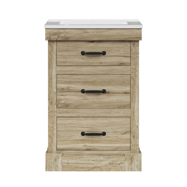 "Teamson Home Donovan 24"" Single Bathroom Vanity with Integrated Square Sink & Two Drawers in Brown" - image 1