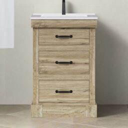 "Teamson Home Donovan 24"" Single Bathroom Vanity with Integrated Square Sink & Two Drawers in Brown" - thumbnail 2