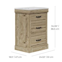 "Teamson Home Donovan 24"" Single Bathroom Vanity with Integrated Square Sink & Two Drawers in Brown" - thumbnail 4