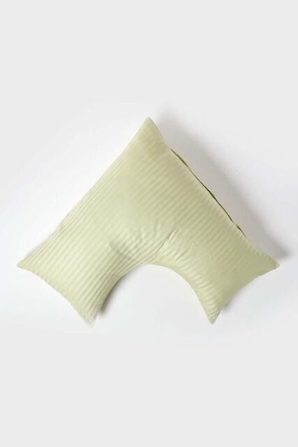 Homescapes Egyptian Cotton Super Soft V Shaped Pillowcase 330 TC in Green - image 1