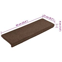 Berkfield Home Carpet Stair Treads 15 pcs 65x21x4 cm Brown - Size: Medium - thumbnail 8