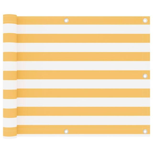 Berkfield Home Balcony Screen White & Yellow 75x600 cm Oxford Fabric - image 1