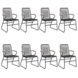 Berkfield Home 9 Piece Garden Dining Set Black PVC Rattan - thumbnail 4