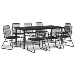 Berkfield Home 9 Piece Garden Dining Set Black PVC Rattan - thumbnail 2
