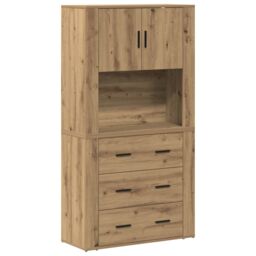 Berkfield Home Highboard Artisan Oak 80x33x150 cm Engineered Wood in Brown - Size: 80 x 33 x 150 cm - thumbnail 2