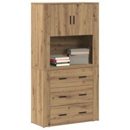Berkfield Home Highboard Artisan Oak 80x33x150 cm Engineered Wood in Brown - Size: 80 x 33 x 150 cm - thumbnail 3