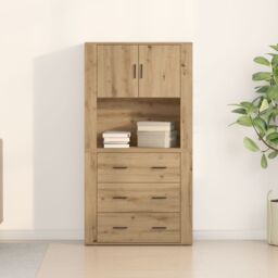 Berkfield Home Highboard Artisan Oak 80x33x150 cm Engineered Wood in Brown - Size: 80 x 33 x 150 cm - thumbnail 4