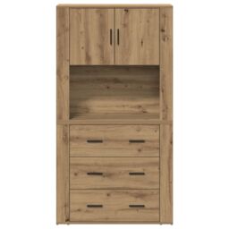 Berkfield Home Highboard Artisan Oak 80x33x150 cm Engineered Wood in Brown - Size: 80 x 33 x 150 cm - thumbnail 6