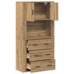 Berkfield Home Highboard Artisan Oak 80x33x150 cm Engineered Wood in Brown - Size: 80 x 33 x 150 cm - thumbnail 5