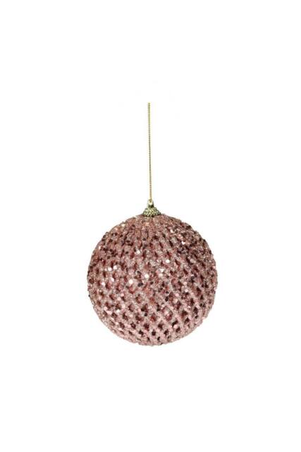 KDMD Pretty in Pink Rose Gold Glitter Bauble Dia10cm 2 Pack - image 1